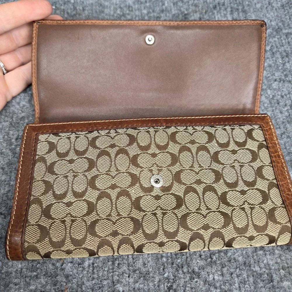 Coach Snap Closure Signature C Wallet Fabric with Leather Trim VTG y2k